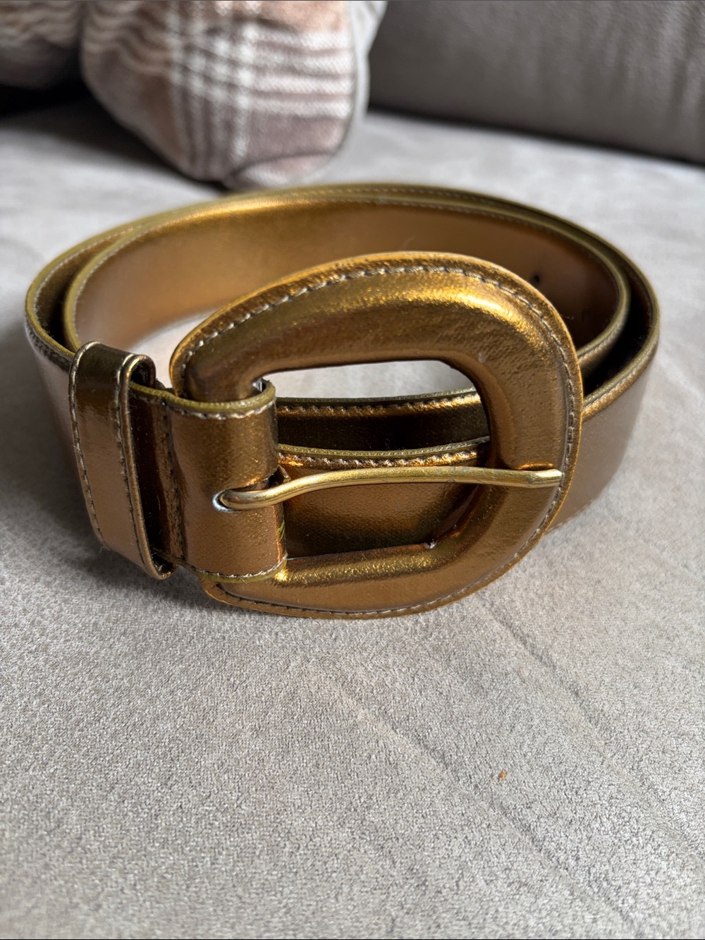 Ritz Metallic Gold Belt Oval Buckle L Vtg